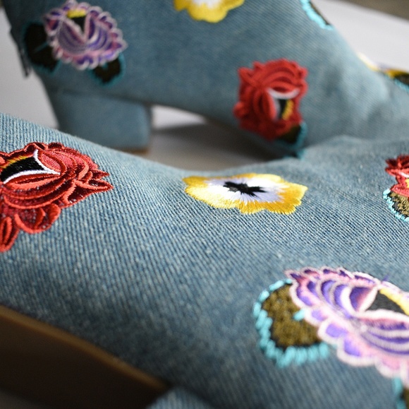 Betsey Johnson Twiggy Denim Floral Bootie - Picture 2 of 8